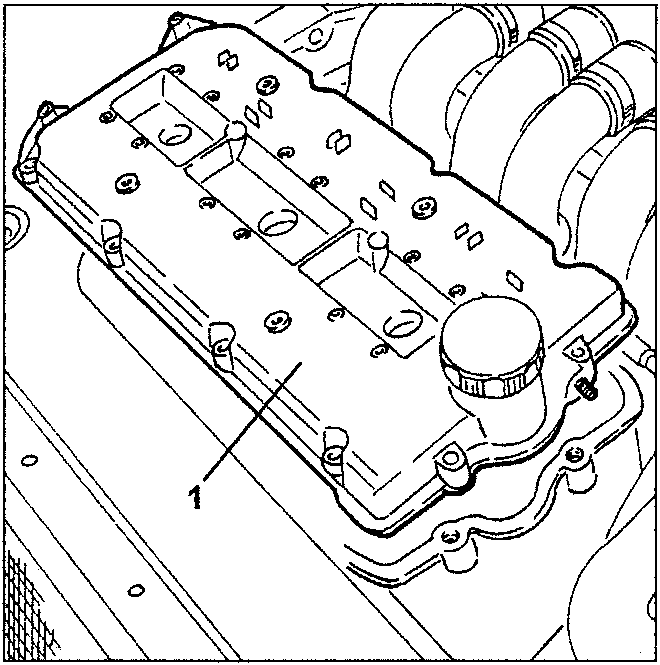 Diagram showing the left-hand cylinder head cover being removed, labeled as 1.
