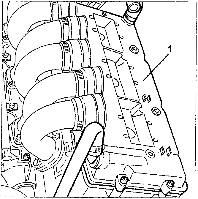 Engine with cylinder head cover being removed, showing bolts and intake manifold