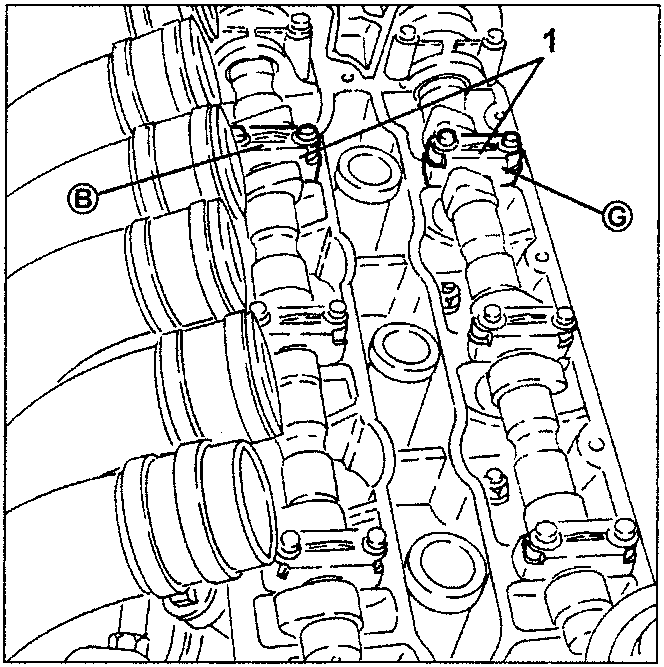 Right-hand side camshaft bearings B and G