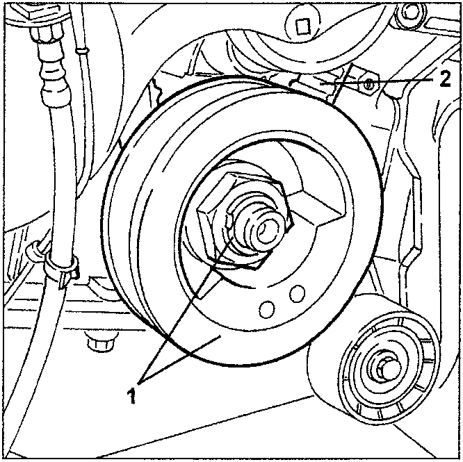 Engine pulley and timing belt removal area