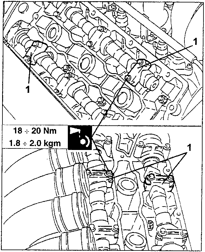 Engine valve train with timing belt tensioner