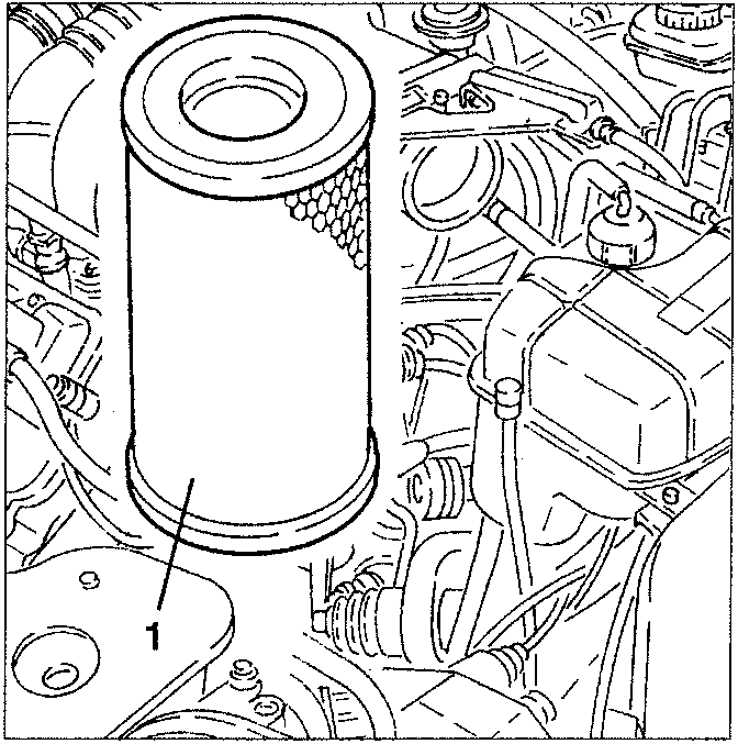 Engine diagram showing removal of filtering element