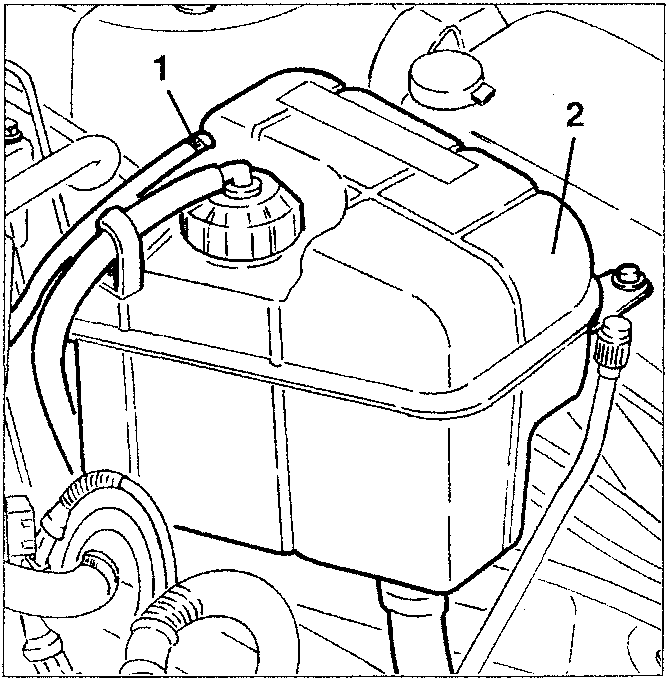 Expansion tank with coolant outlet pipe