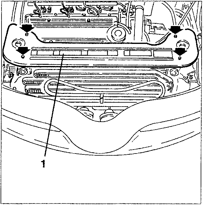 Diagram showing upper radiator crossmember