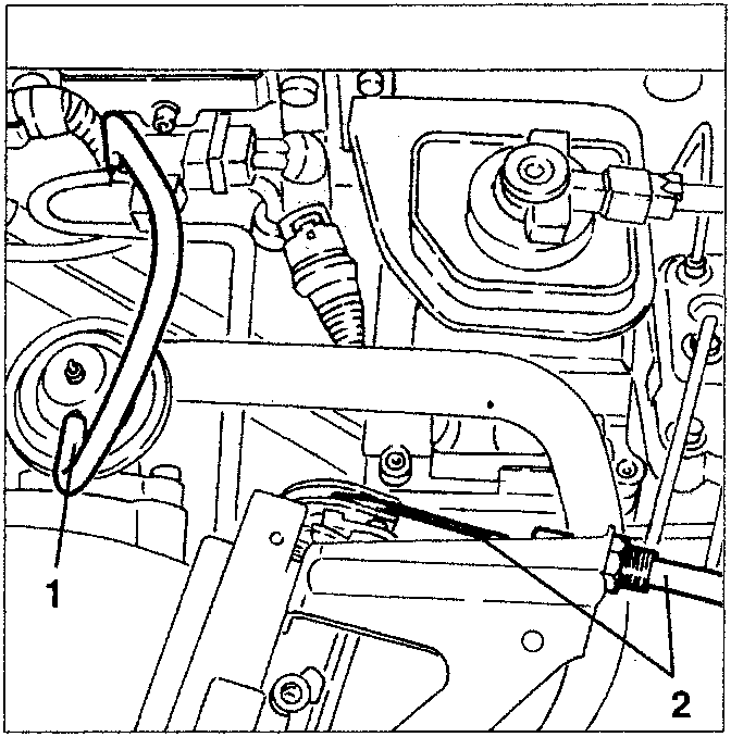 Diagram showing pneumatic signal inlet pipe and accelerator cable disconnection