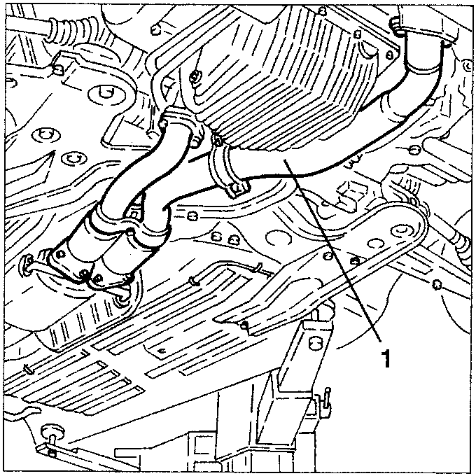 Exhaust pipe removal diagram showing part number 1