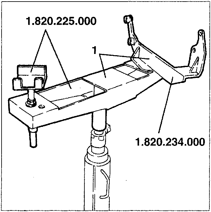 Hydraulic jack support tools 1.820.225.000 and 1.820.234.000