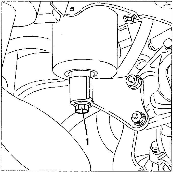 Power unit support fastening screw on gearbox side
