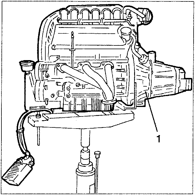 Power unit being removed from engine compartment