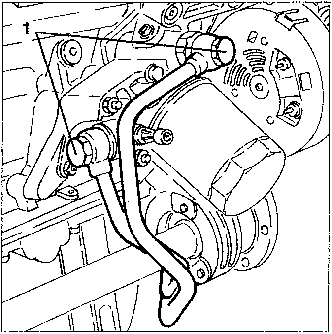 Diagram showing oil filter support bracket and radiator pipes