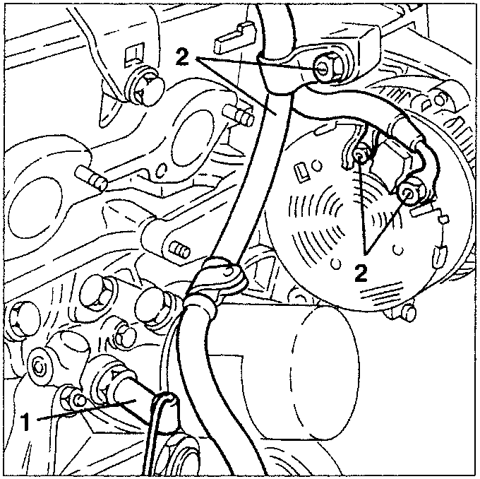 Diagram showing electrical connections to alternator and sensor