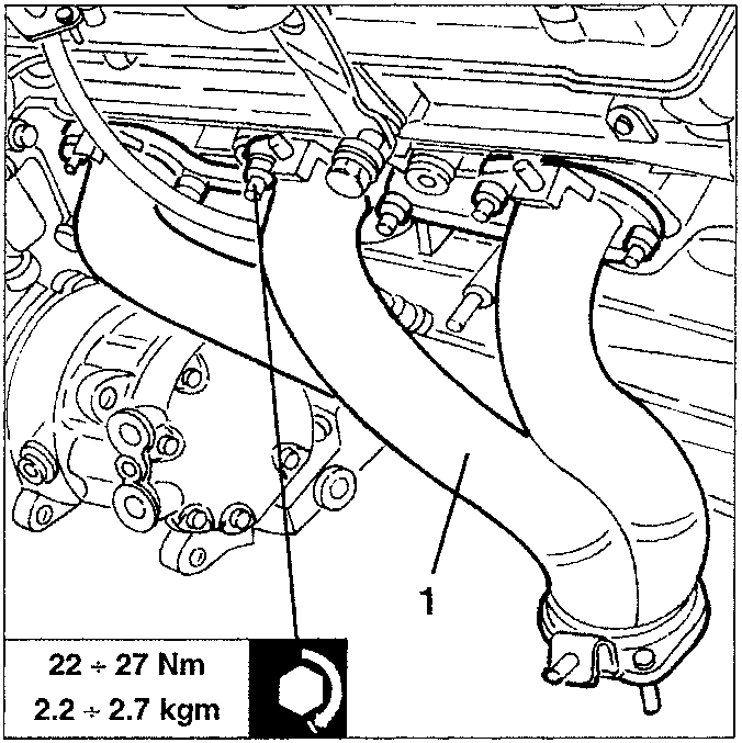 Left exhaust manifold with nuts