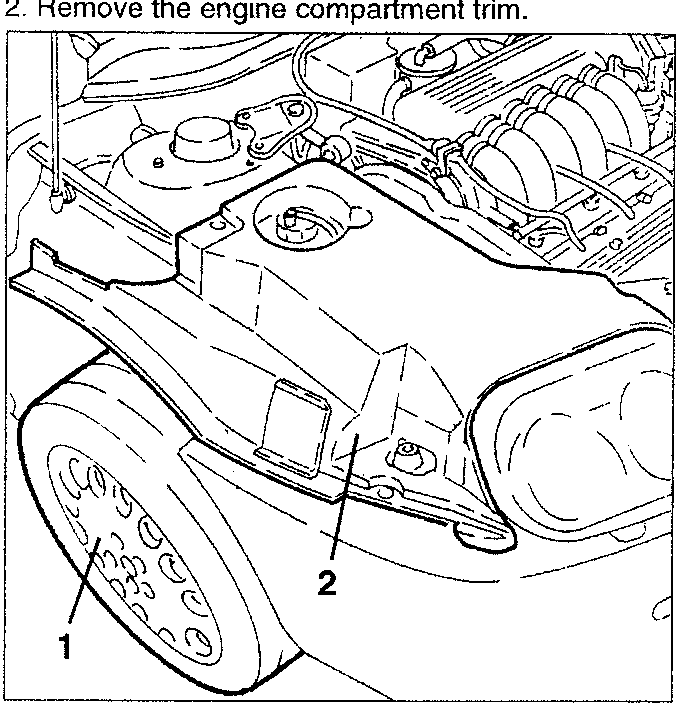 Right front wheel and engine compartment trim