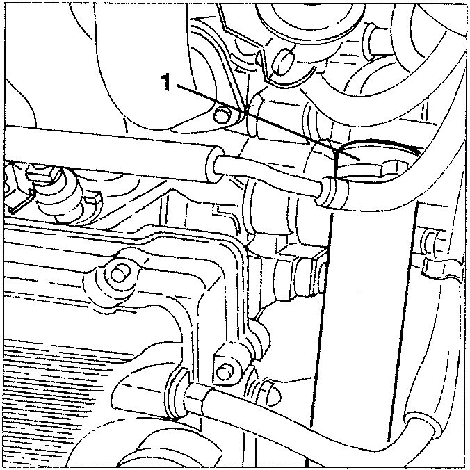 Close-up of radiator coolant delivery sleeve connection