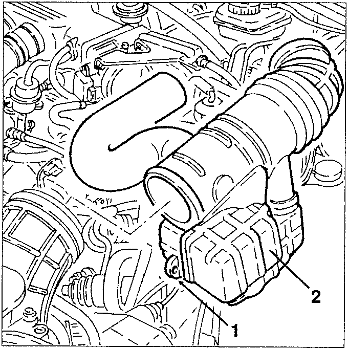 Engine diagram showing sections 1 and 2 of the corrugated sleeve