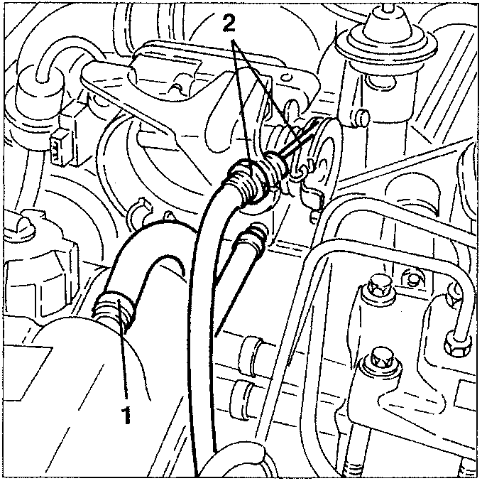 Throttle body coolant outlet pipe and accelerator cable disconnection