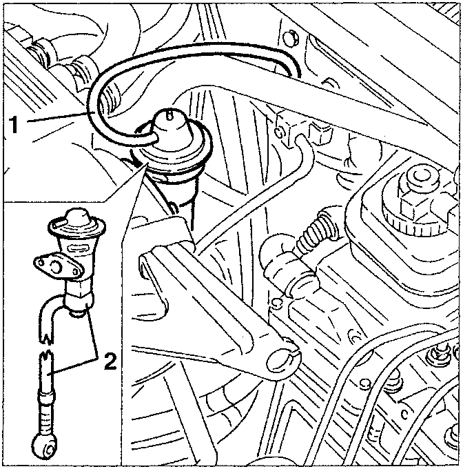 Engine diagram showing E.G.R. valve and vacuum pipe