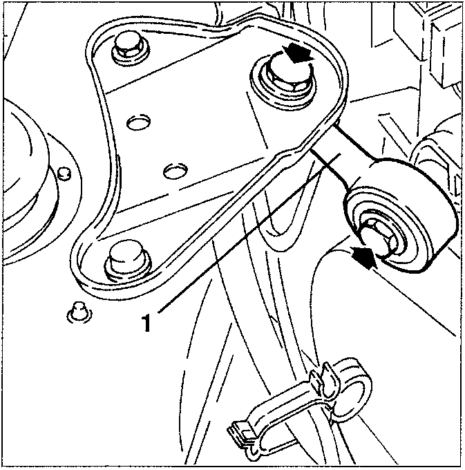 Diagram showing removal of engine stay rod.