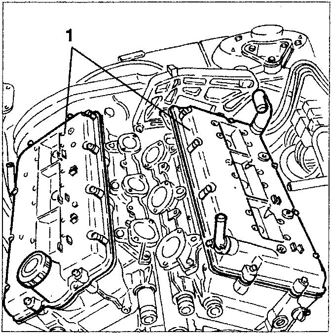 Engine diagram showing cylinder head covers removal