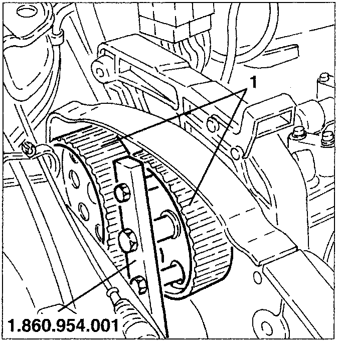 Diagram showing tool 1.860.954.001 used to withdraw drive pulleys