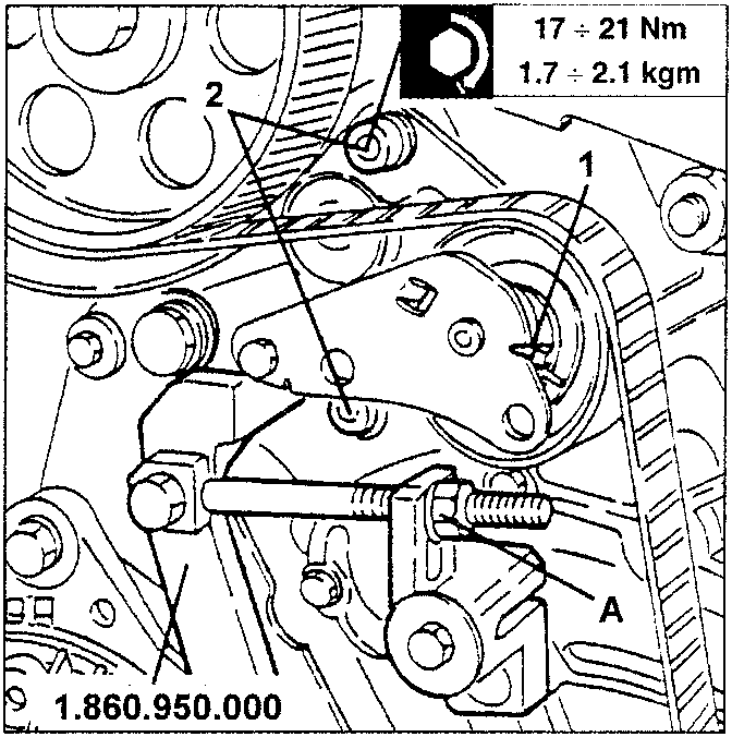 Belt take-up with torque wrench and nut A