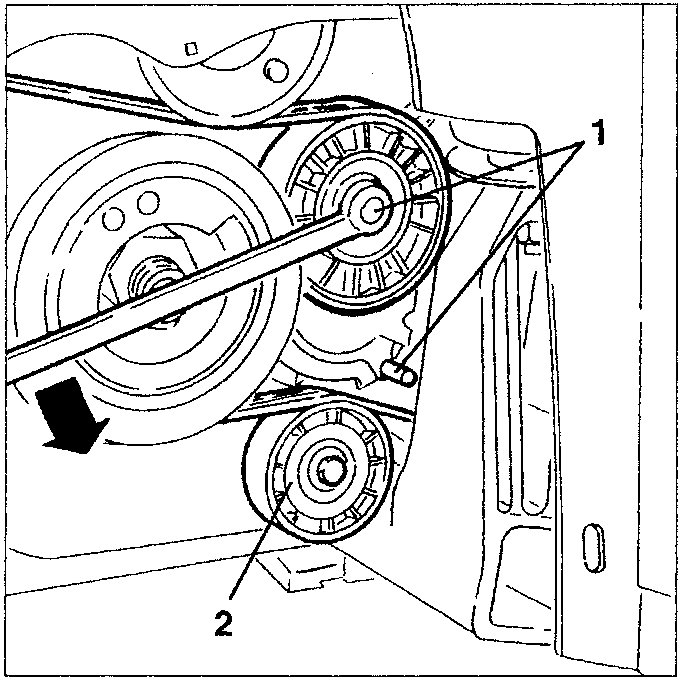Belt tensioner pulley with special peg and lower guide pulley