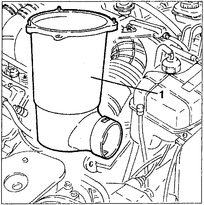 Air cleaner box removal diagram showing air cleaner box 1 and lower resounder 2