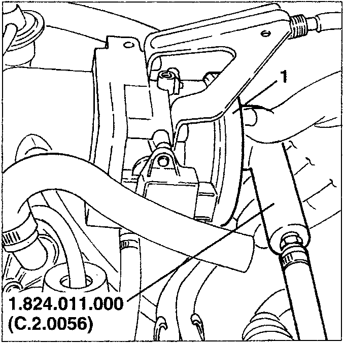 Illustrates engine component removal or installation process