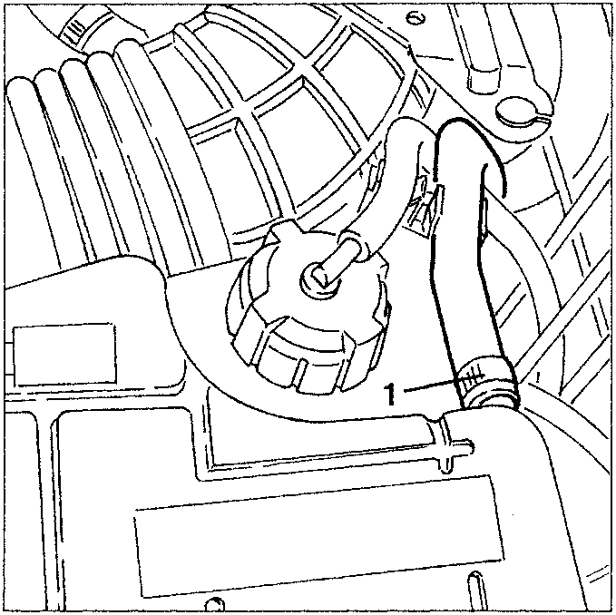Engine diagram showing coolant return pipe disconnection