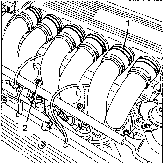 Engine showing air supply ducts connected to intake box and cylinder heads