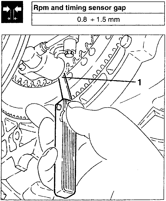 Adjusting RPM and timing sensor gap to 0.8–1.5 mm