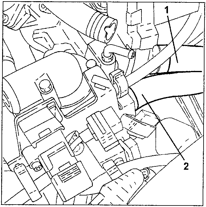 Engine bay showing climate control system pipes