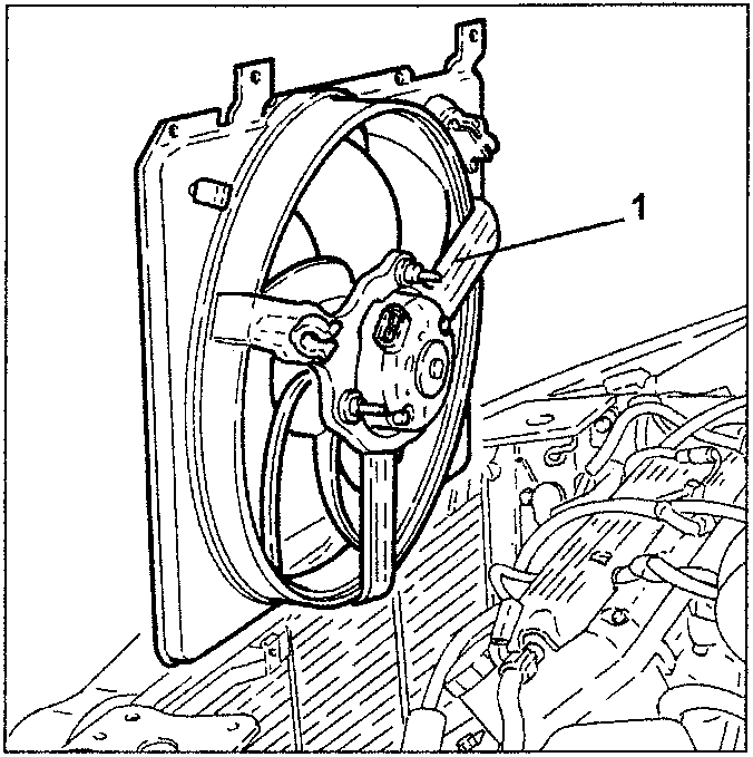 Engine cooling fan with part 1 indicated