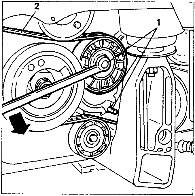 Engine belt removal with wrench on pulley screw
