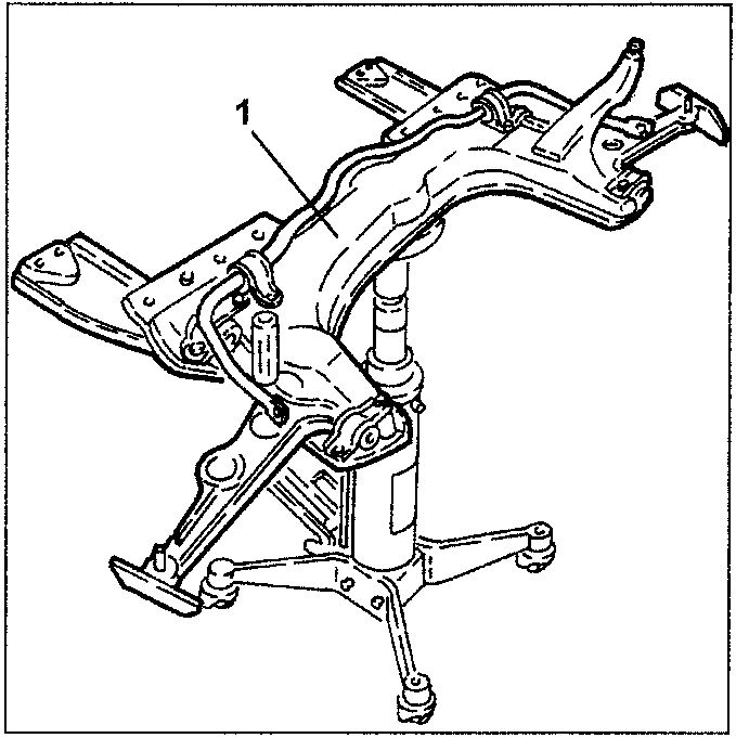 Crossmember with wishbones, stabiliser and reinforcements