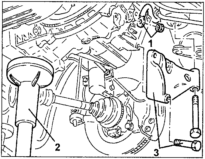 Gearbox earth braid, hydraulic jack and gearbox bracket