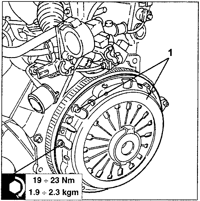 Engine showing thrust plate with thrust bearing and clutch plate