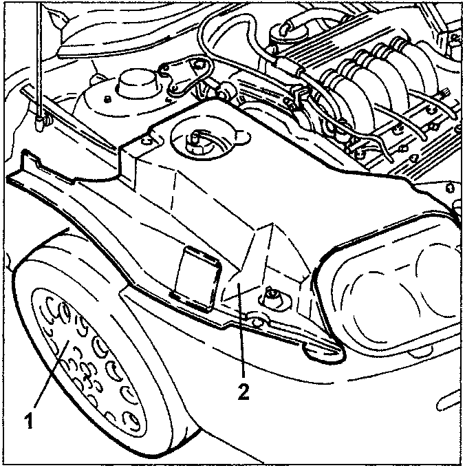 Engine cover removal with bolt locations indicated