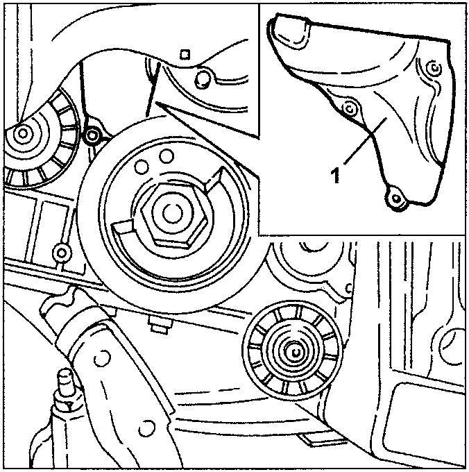 Lower right-hand timing belt guard being removed