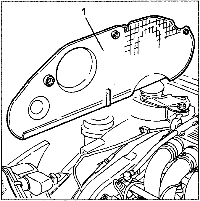 Upper timing belt guard being removed