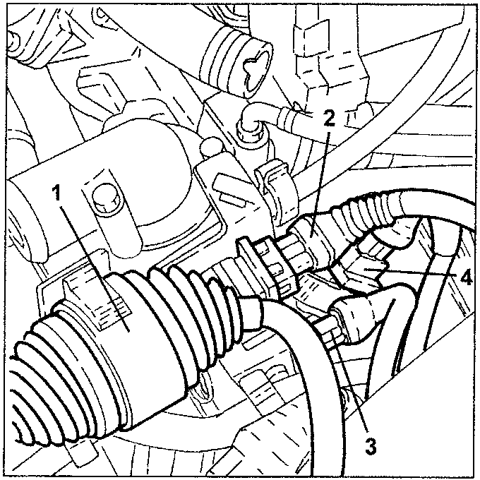 Engine diagram showing injection wiring joint, rpm and phase sensor, rear knock sensor, and cam angle sensor connections