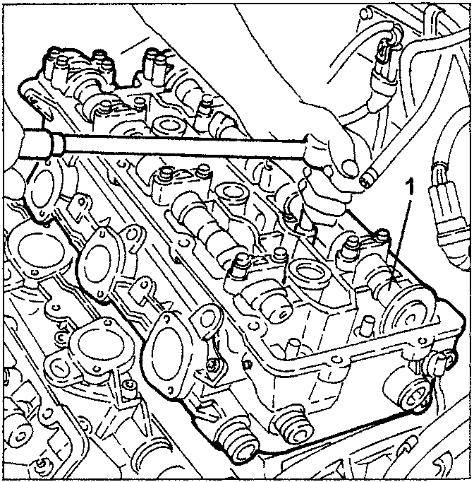 Diagram showing loosening nuts on right-hand cylinder head