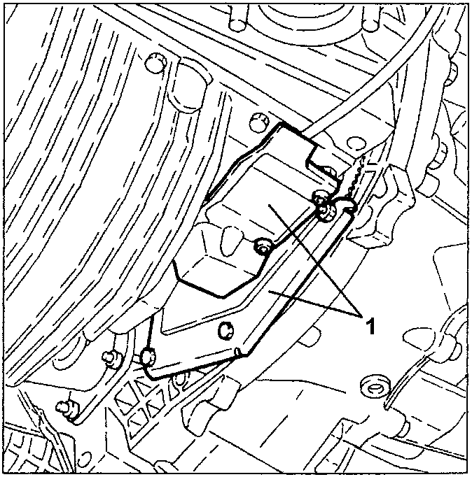 Engine diagram showing removal of flywheel and sensor guards
