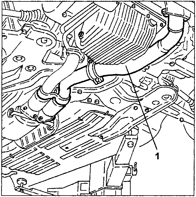 Engine diagram showing removal of exhaust pipe section