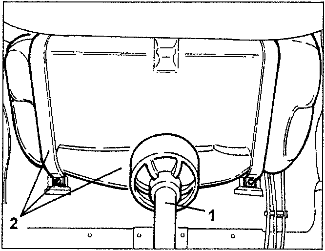 Fuel tank with hydraulic jack and metal belts