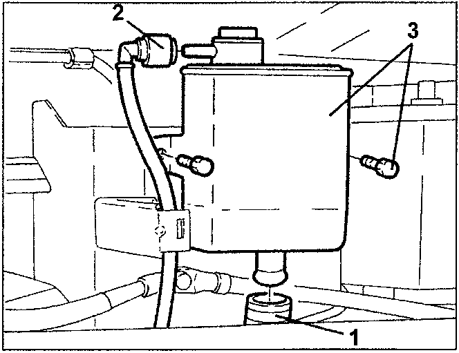 Fuel vapour canister with numbered parts 1, 2, and 3
