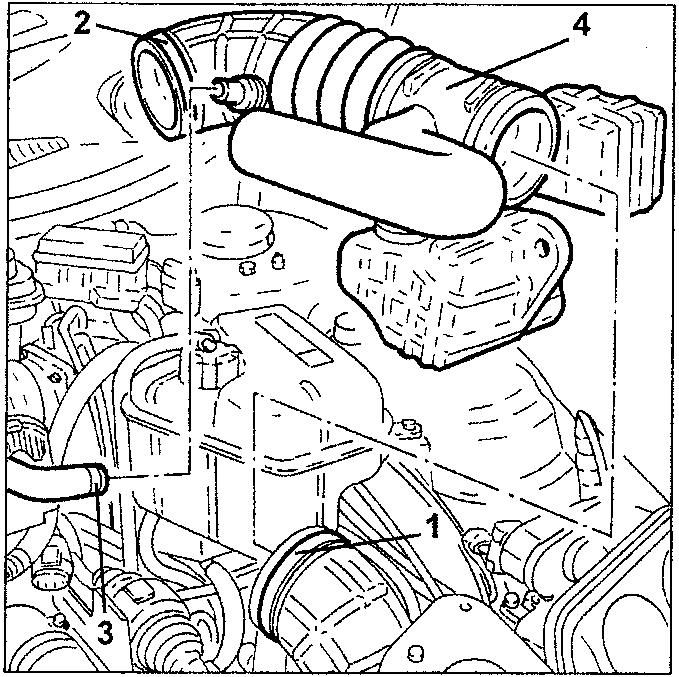 Engine diagram showing parts 1, 2, 3, 4