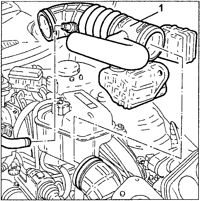 Engine compartment showing corrugated sleeve and resonators