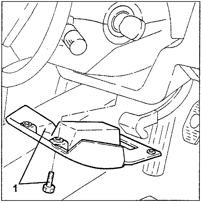 Diagram showing removal of guard under dashboard with screw labeled 1