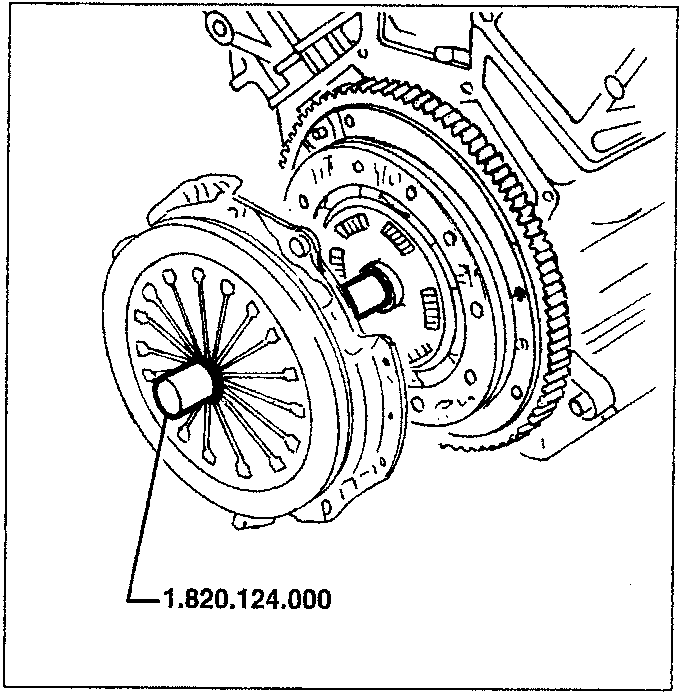 Clutch plate with tool 1.820.124.000 shown inserted into its central bore for centring.